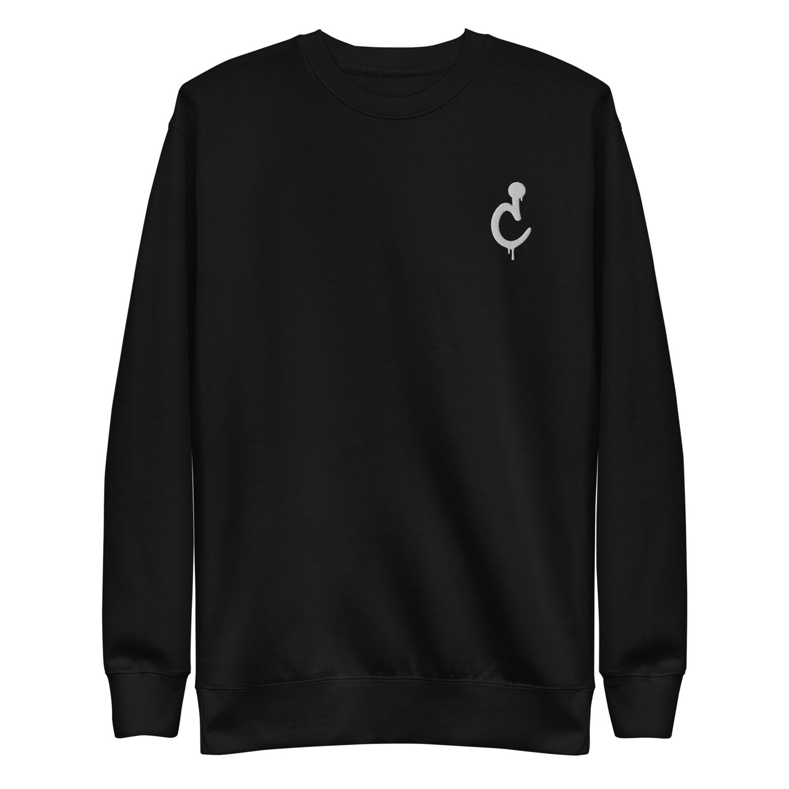Black Curbcutters sweatshirt with the embroidered letter mark