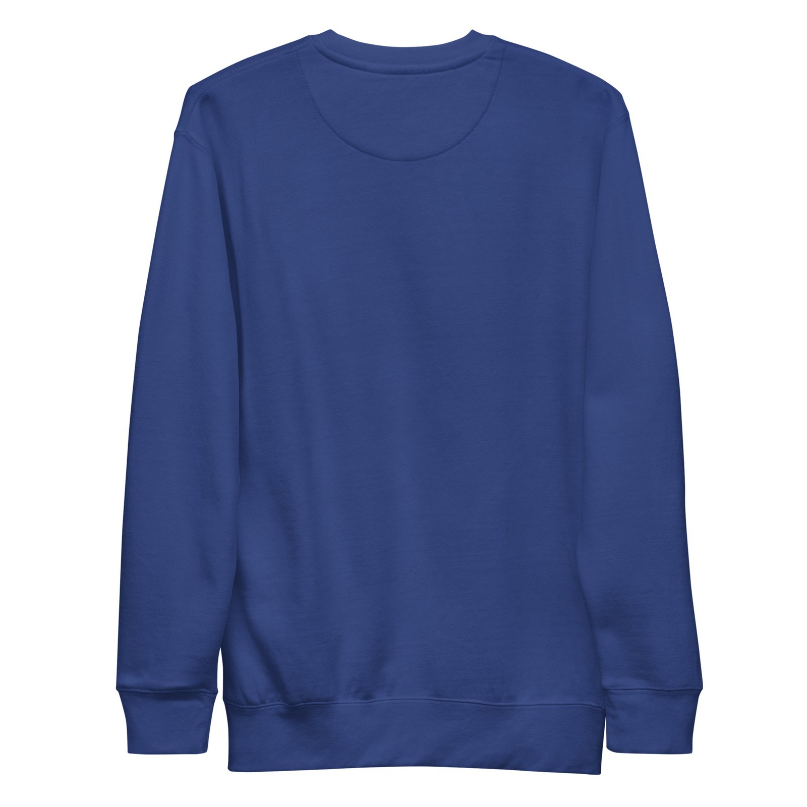 Back view of the royal blue Curbcutters sweatshirt
